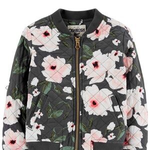 OshKosh B'gosh Floral Quilted Jacket - Gray and Pink